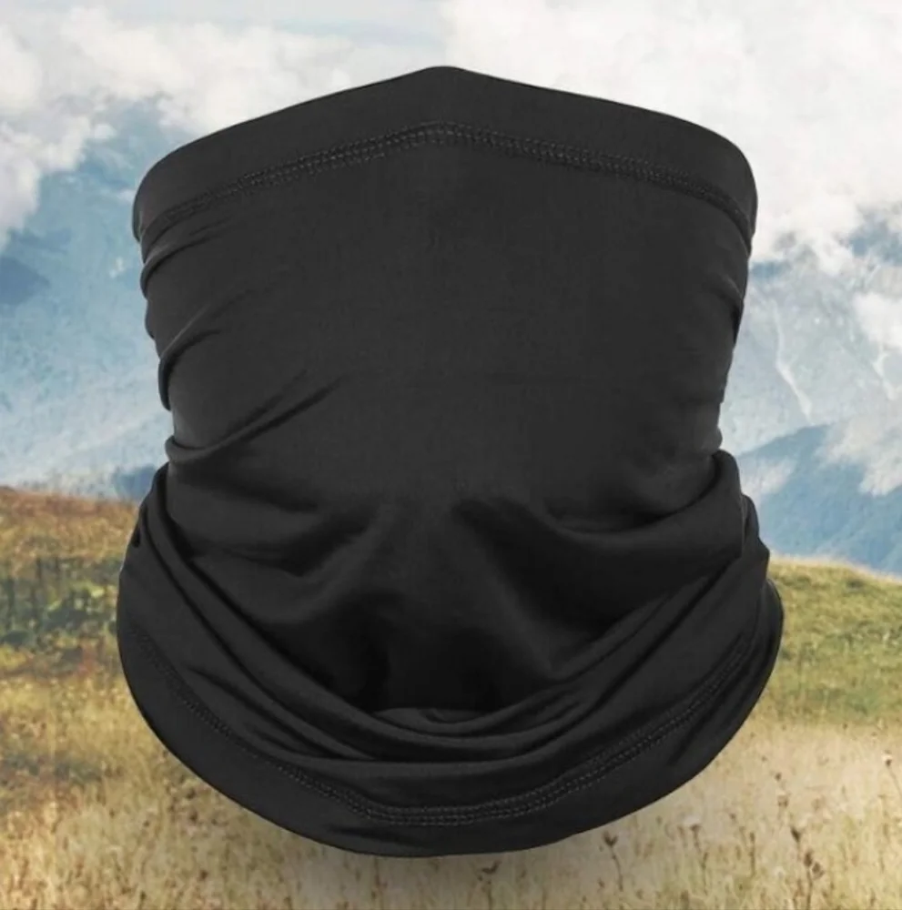 Black Neck Gaiter Face Mask for Men - Stretch Breathable Face Cover